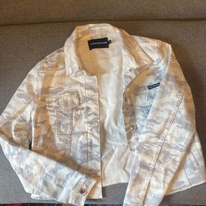 Calvin Klein white camouflage jean jacket. Size medium